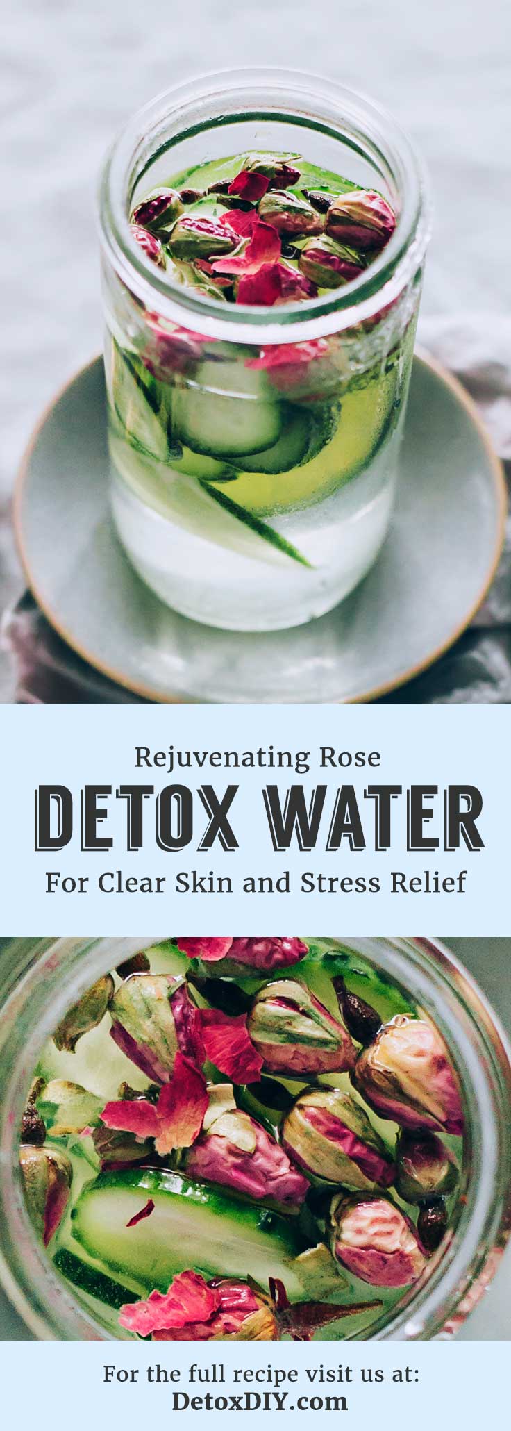 This rejuvenating rose water helps clear your skin and relieve stress. It is one of my favorite detox waters for when I want to just relax and unwind.